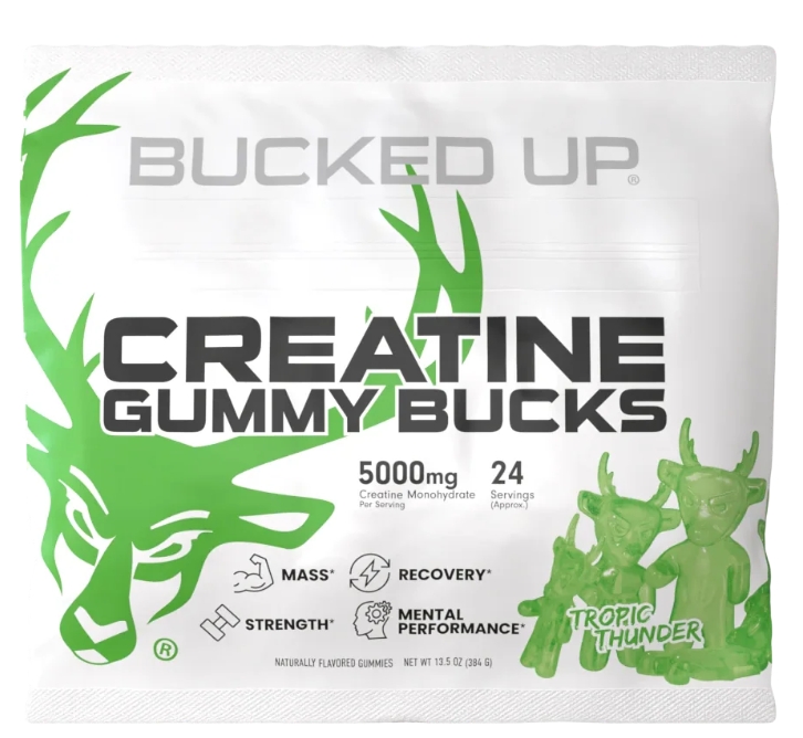 Bucked up Creatine Gummy Bucks 5g creatine 20 Servings Tropic Thunder Flavor