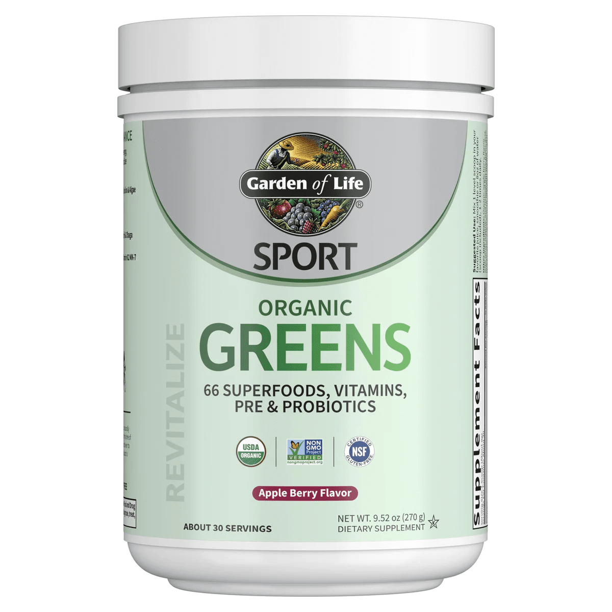 Garden Of Life - Sport Organic Greens Apple Berry Flavor 30 Serivings