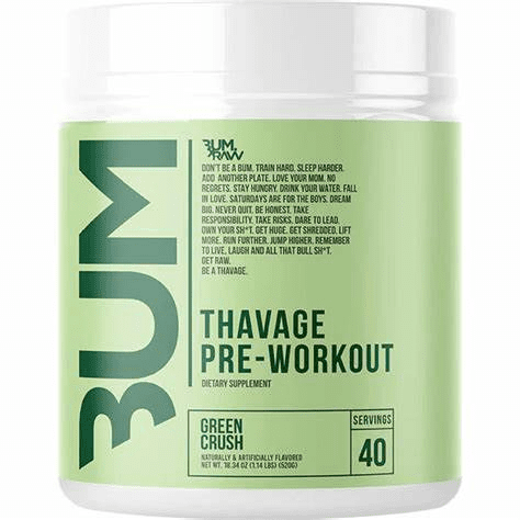 Bum. Thavage Pre-Workout 40 Servings Green Crush Flavor