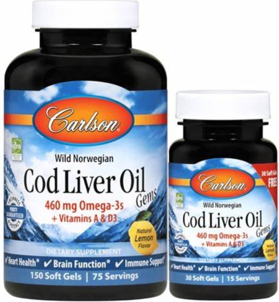 Carlson - Cod Liver Oil, Lemon 150 + 30 Soft Gels
