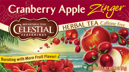 Celestial Seasonings Cranberry Apple Zinger 20 bags   TEMPORARILY UNAVAILABLE
