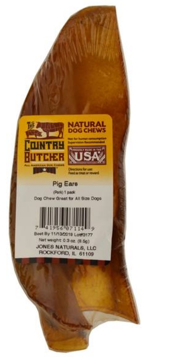 Country Butcher Natural Dog Chews Pig Ears 10 Pieces per Bag/Unit