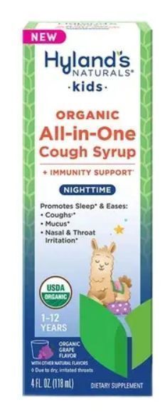 Hyland's Kids Organic All in One Cough Syrup Nighttime - Grape 4/oz