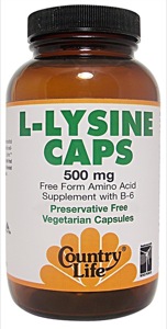 Country Life L-Lysine 500 Mg W/B6 250 Vcaps