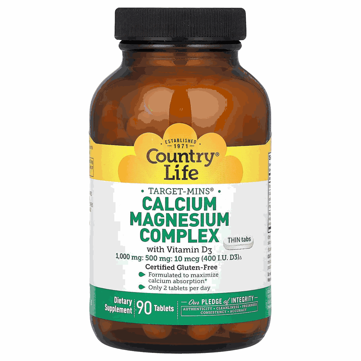 Country Life Calcium Mag Comp W/ Vit D3 90 tabs