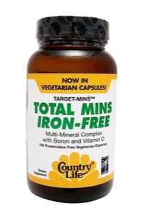 Country Life Total Mins Complex-Iron Free 150 Vegicaps-OUT OF STOCK