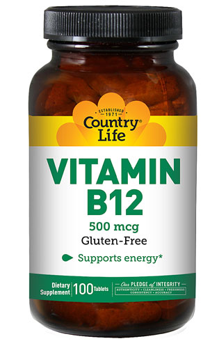 Country Life Vitamin B-12 500 Mcg. 100 Tabs