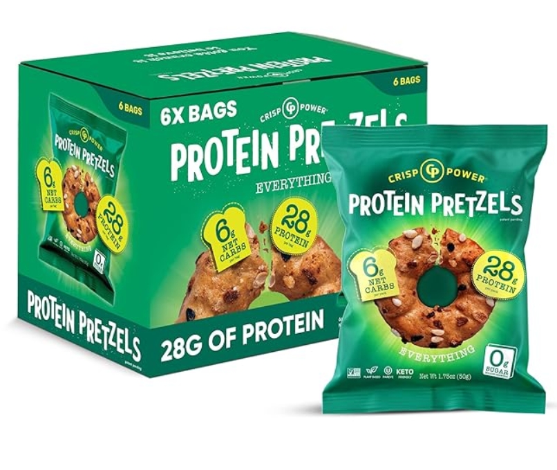 Crisp Power Protein Pretzels 28g Protein Everything Flavored. (6 Bags)