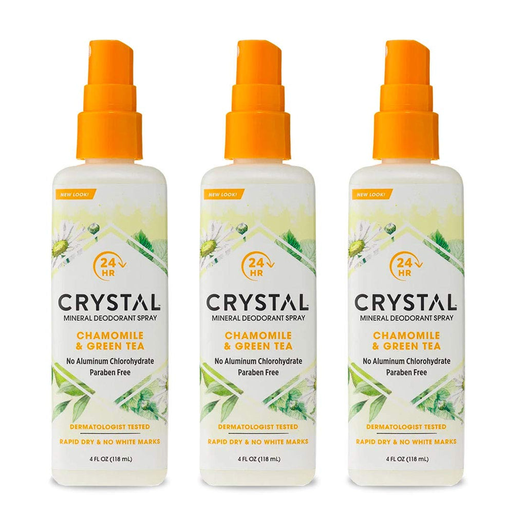 Crystal Body Mineral Deodorant Body Spray Chamomile & Green Tea 4 ounce