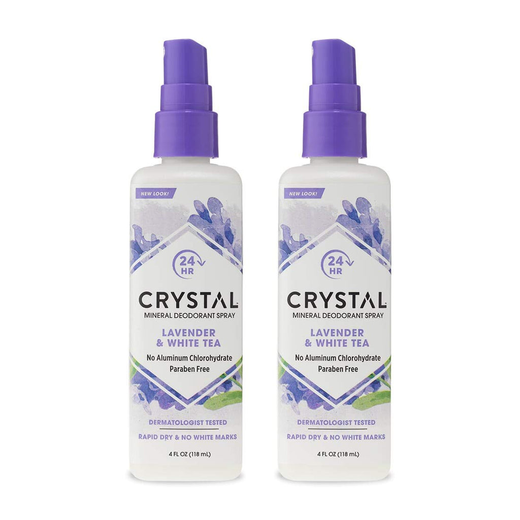Crystal Body Mineral Deodorant Body Spray Lavender & White Tea 4 ounce