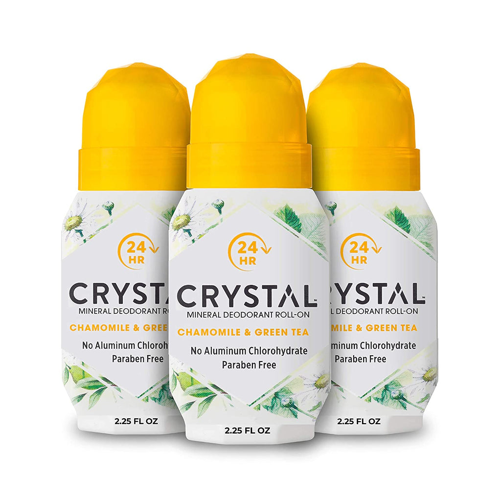 Crystal Body Mineral Deodorant Roll On Chamomile & Green Tea 2.25 ounce