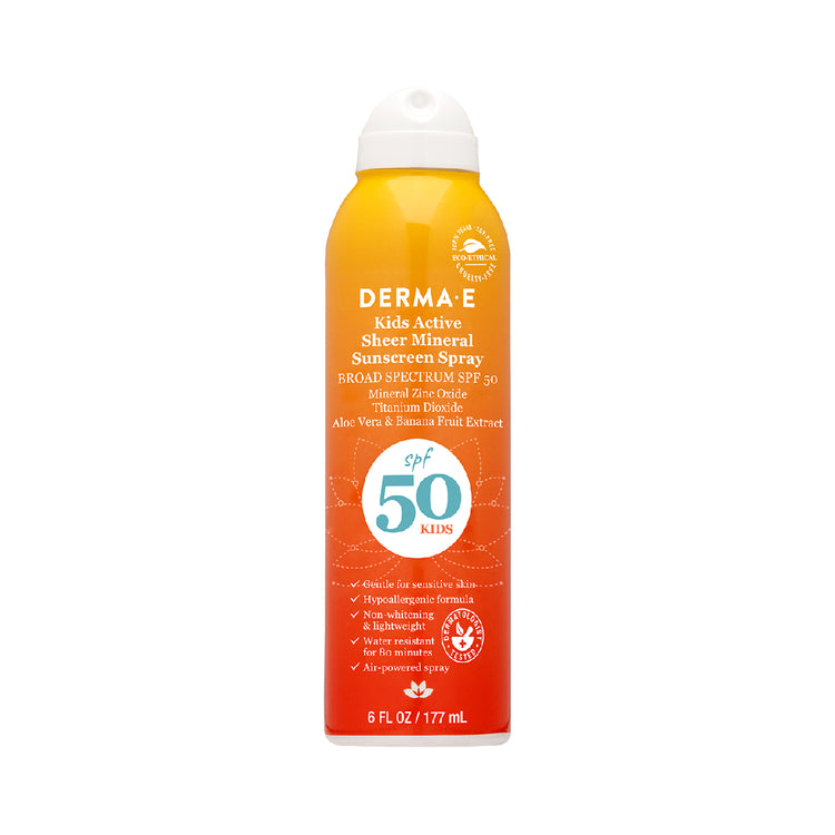 Derma E - Kids Active Sheer Mineral Sunscreen Spray SPF 50 6 ounce