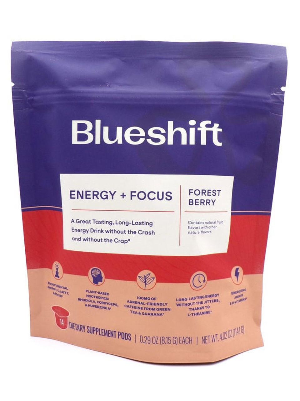 Blueshift Nutrition Energy + Focus Forest Berry 14 Pods