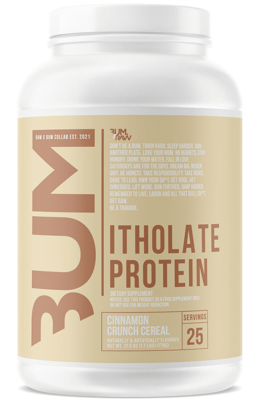 Bum. Itholate Protein 25 Servings Cinnamon Crunch Cereal Flavor 