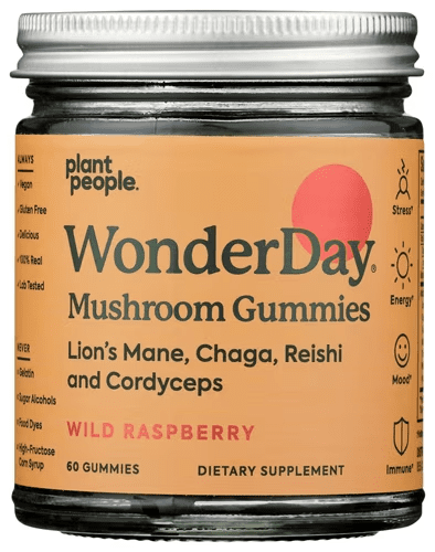 Wonder Day Mushroom Gummies Rapberry Flavored 60 Gummies