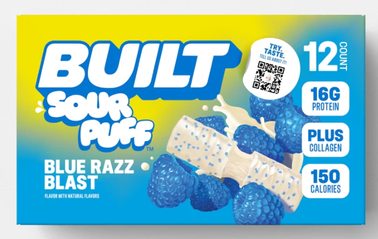 Built SOUR PUFF Blue Razz Blast Protein 12/Bars
