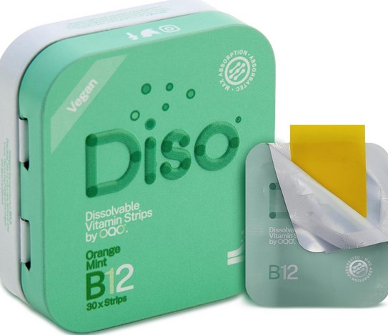 DISO B12 Dissolvable Supplement Strips Orange Mint 6 trays of 5 strips