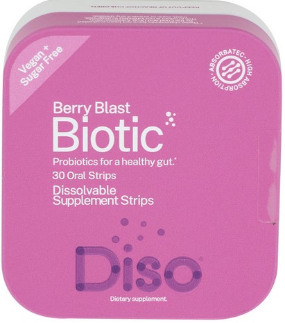 DISO Biotic Dissolvable Supplement Strips Berry Blast Display 6 trays of 5 strips