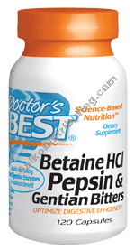 Doctors Best - Betaine HCI Pepsin/Gentian Bitters 120 cap-OUT OF STOCK