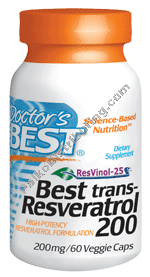 Doctors Best - Trans-Resveratrol 200mg 60 vgc