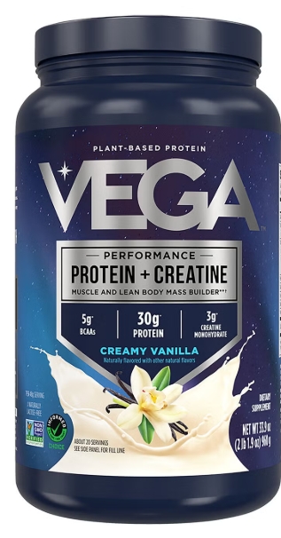 Vega - Performance Protein + Creatine 30g Protein 22oz 13 Servings Creamy Vanilla
