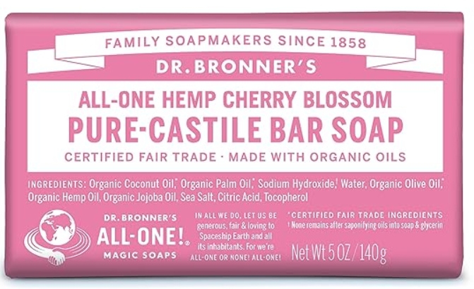 Dr. Bronner's Magic Soaps Organic Castile Bar Soap Cherry Blossom 5 oz
