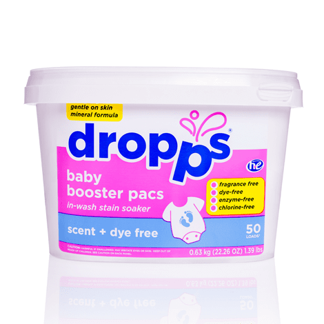 Dropps Baby Booster Laundry Pacs  Scent + Dye Free 50ct