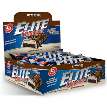 Dymatize Elite Gourmet Bar Cookies and Creme 12/Box  TEMPORARELY UNAVAILABLE 