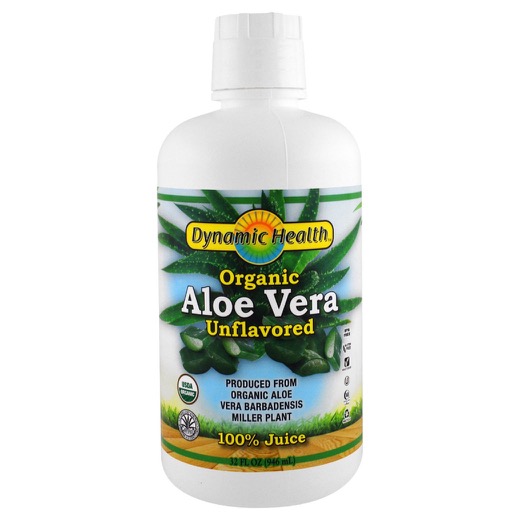 Dynamic Health Aloe Vera Juice Certified Organic, Liquid, Unflavored (Plastic Bottle) 32oz