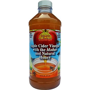 Dynamic Health Apple Cider Vinegar w Mother & Honey Certified Organic, Liquid (Glass Bottle) 16oz