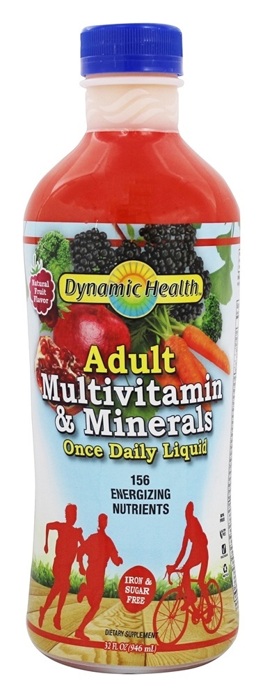 Dynamic Health Liquid Adult Multivitamin & Minerals Once Daily, Liquid, Tropical Fruit (Plastic Bottle) 32oz