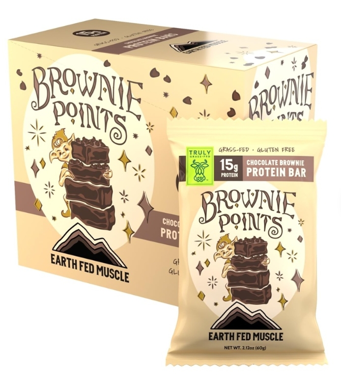 Earth Fed Muscle Brownie Grass Fed Whey Protein Bars  15g Protein 10pk Chocolate Brownie Flavor