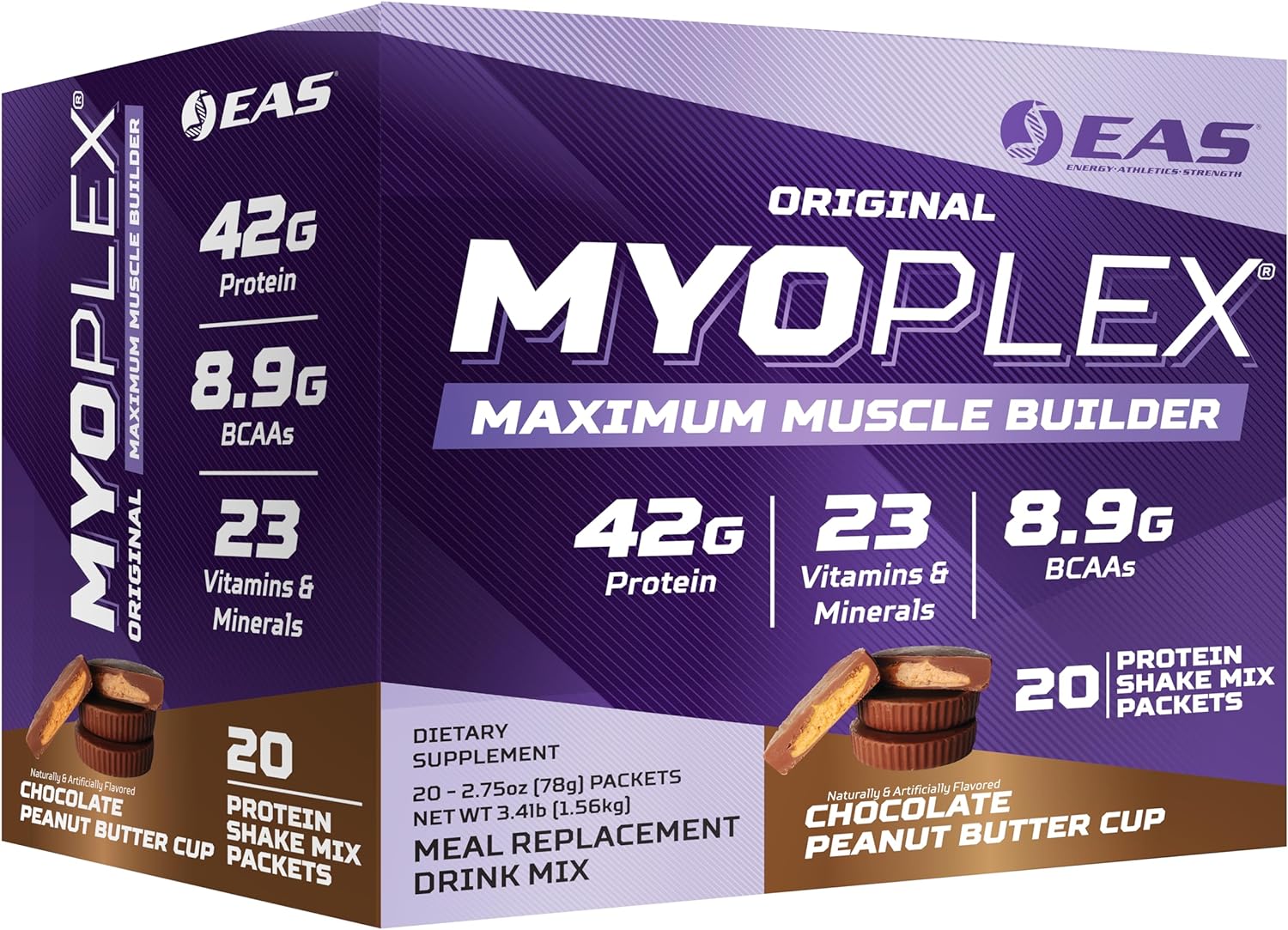 EAS Myoplex Chocolate Peanut Butter Cup shake mix 20pkts