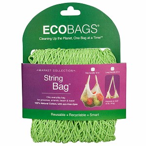 Ecobag String Bag Long Handle Natural Cotton Lime 1 bag