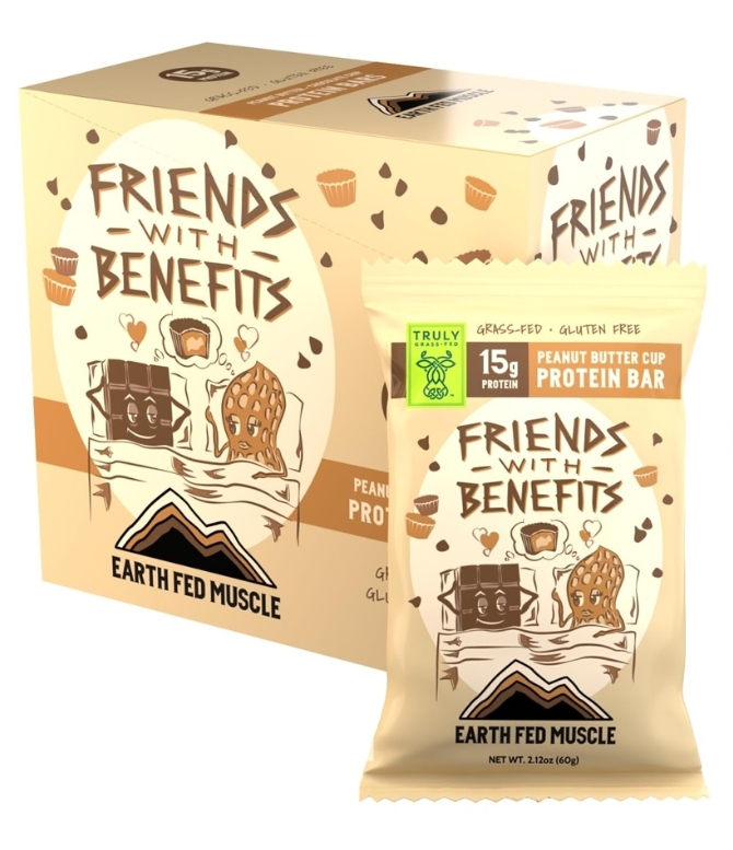 Earth Fed Muscle Brownie Grass Fed Whey Protein Bars 15g Protein 10pk Peanut Butter Cup Flavor