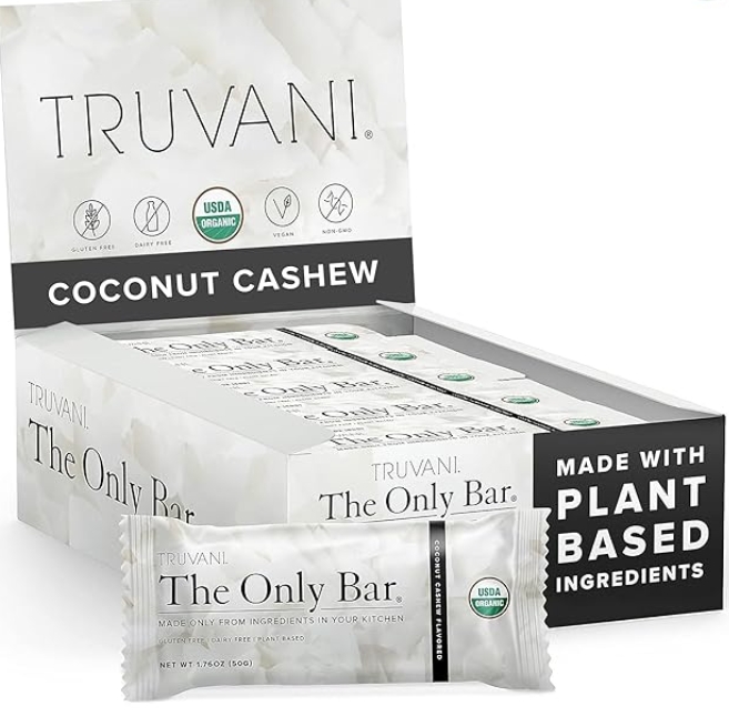 Truvani The Only Bar 6g Protein 12 Bars Coconut Cashew 