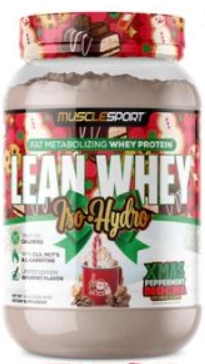 Muscle Sport Lean Whey Iso Hydro 2lbs 26Serv XMAS Peppermint Mocha Cookie Shake