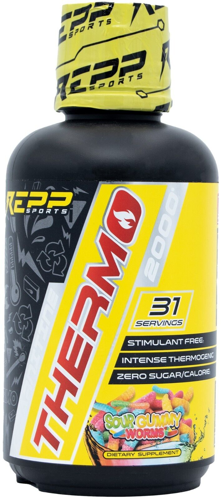 RAZE REPP SPORTS L - Carnitine 2000 Thermo Liquid 31 Servings Sour Gummy Worms Flavor