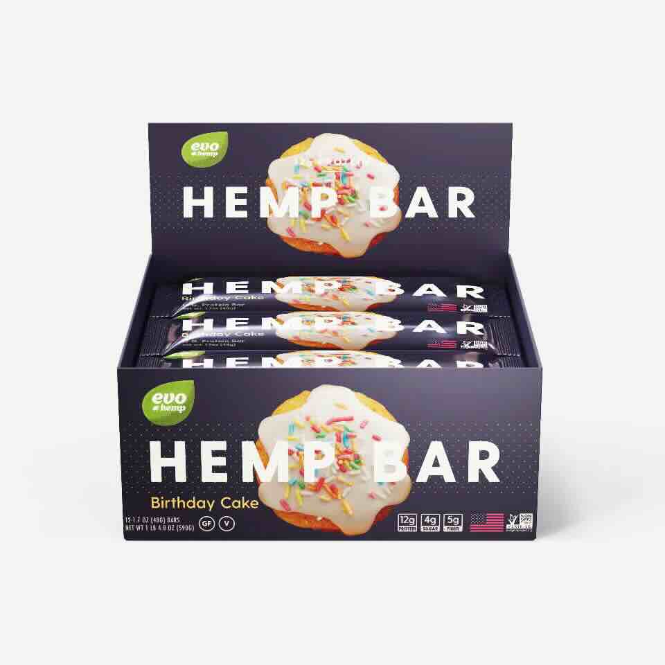 Evo Hemp - Hemp Protein Bar Birthday Cake 12 / 1.7Oz