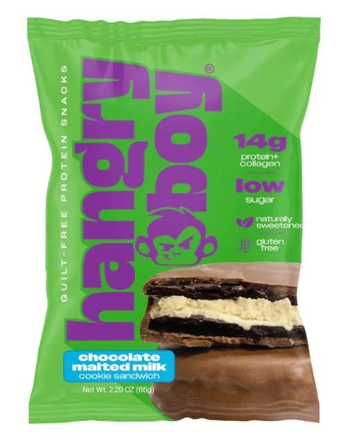 Hangry Boy 14g Protein Cookie Sandwich 12 pk Chocolate Malted Milk Flavor