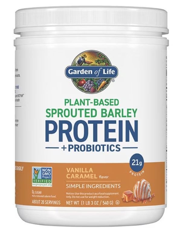 Garden of Life - Plant Based Sprouted Barley Protein + Probiotics 20 Servings Vanilla Caramel Flavor