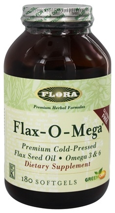 Flora -  Flax-O-Mega Flax Oil-capsules 180 caps  TEMPORARILY UNAVAILABLE
