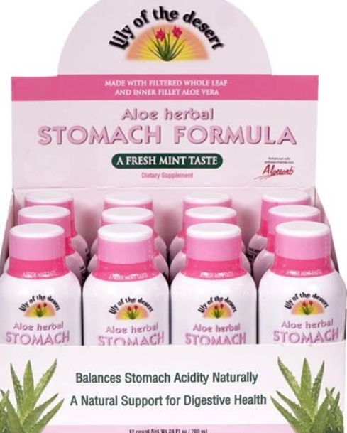 Lily of the Desert Aloe Herbal Stomach Formula 2 oz Fresh Mint Flavor 12 ct