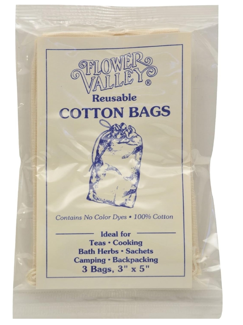 Flower Valley Reusable Cotton Bags 3 bags 3"x5"