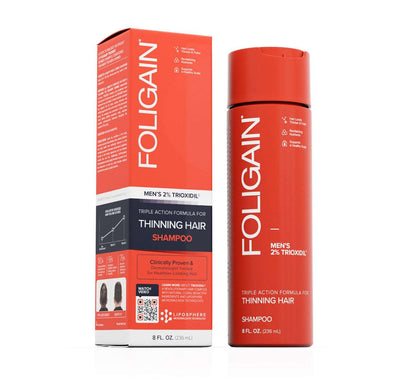 Foligain Men's Triple Action Shampoo for Thinning Hair w/ 2% Trioxidil 8 ounce