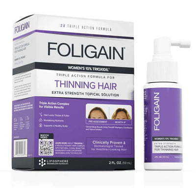 Foligain Women's Triple Action Complete Formula for Thinning Hair w/ 10% Trioxidil 2 ounce