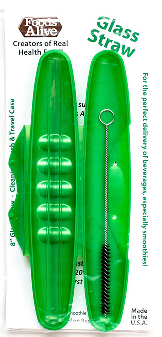 Foods Alive 8 inch Glass Straw Smoothie w/ Case 12 pc