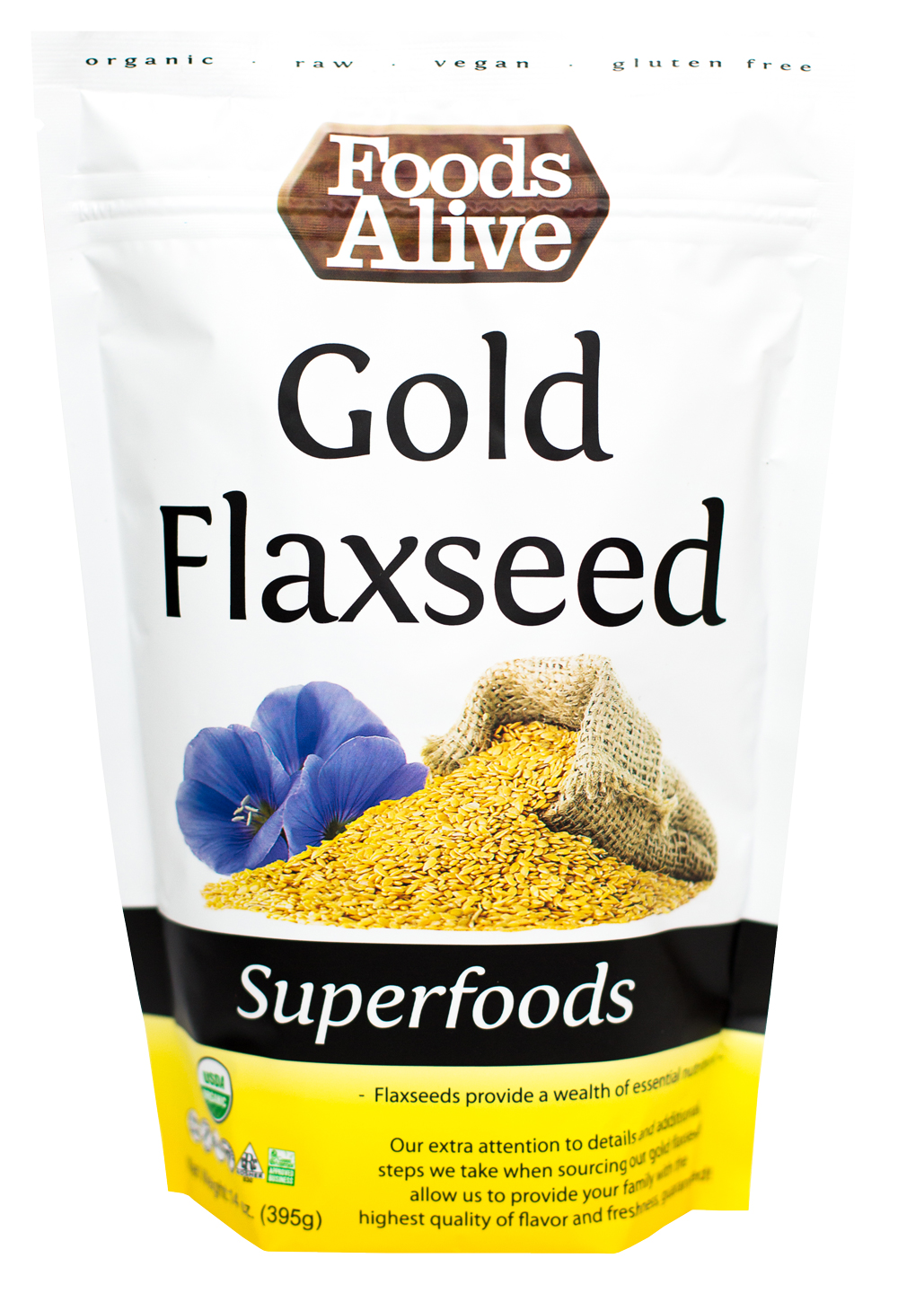 Foods Alive Organic Golden Flax Seeds 16 oz