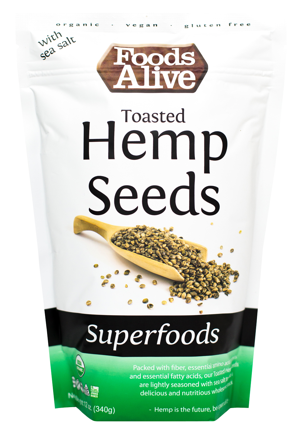 Foods Alive Organic Toasted Hemp Seeds 12 oz     TEMPORARILY UNAVAILABLE