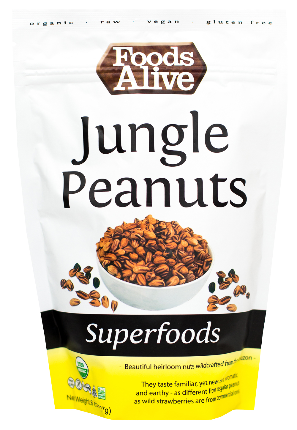 Foods Alive Organic Wild Jungle Peanuts 8 oz
